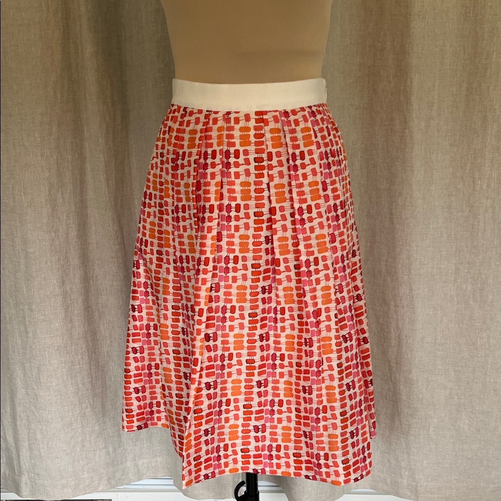 Thomas Pink Vibrant Orange and Red Midi Skirt